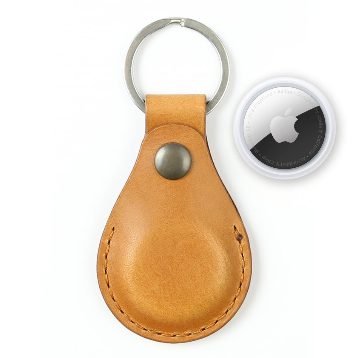 Light brown Apple AirTag holder - keychain