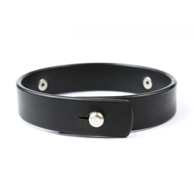 Black leather bracelet with an additional black detail