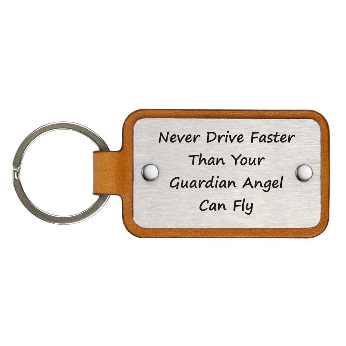 Raktų pakabukas – Never drive faster than your guardian angel can fly