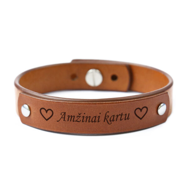 Brown leather bracelet with an additional brown detail