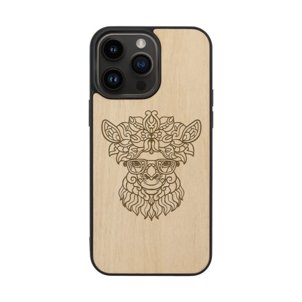Alpaca Wooden iPhone Case For iPhone 16 15 14 13 12 11 Se 8 7 Mini Plus Pro Max
