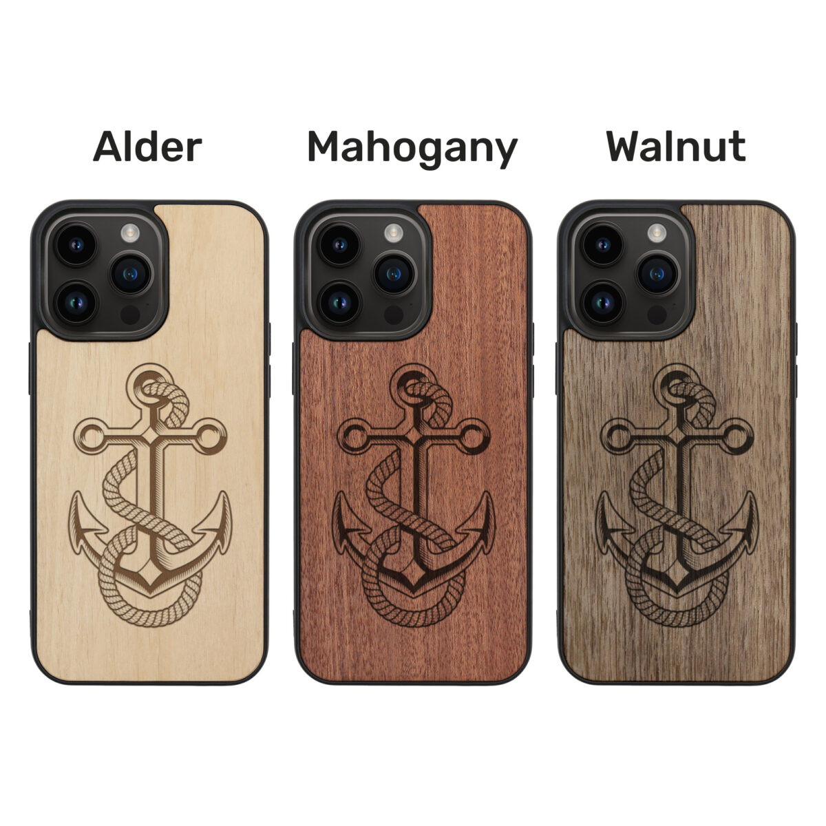 Anchor Wooden iPhone Case For iPhone 16 15 14 13 12 11 Se 8 7 Mini Plus Pro Max