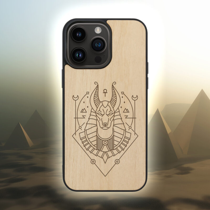 Anubis Wooden iPhone Case For iPhone 16 15 14 13 12 11 Se 8 7 Mini Plus Pro Max