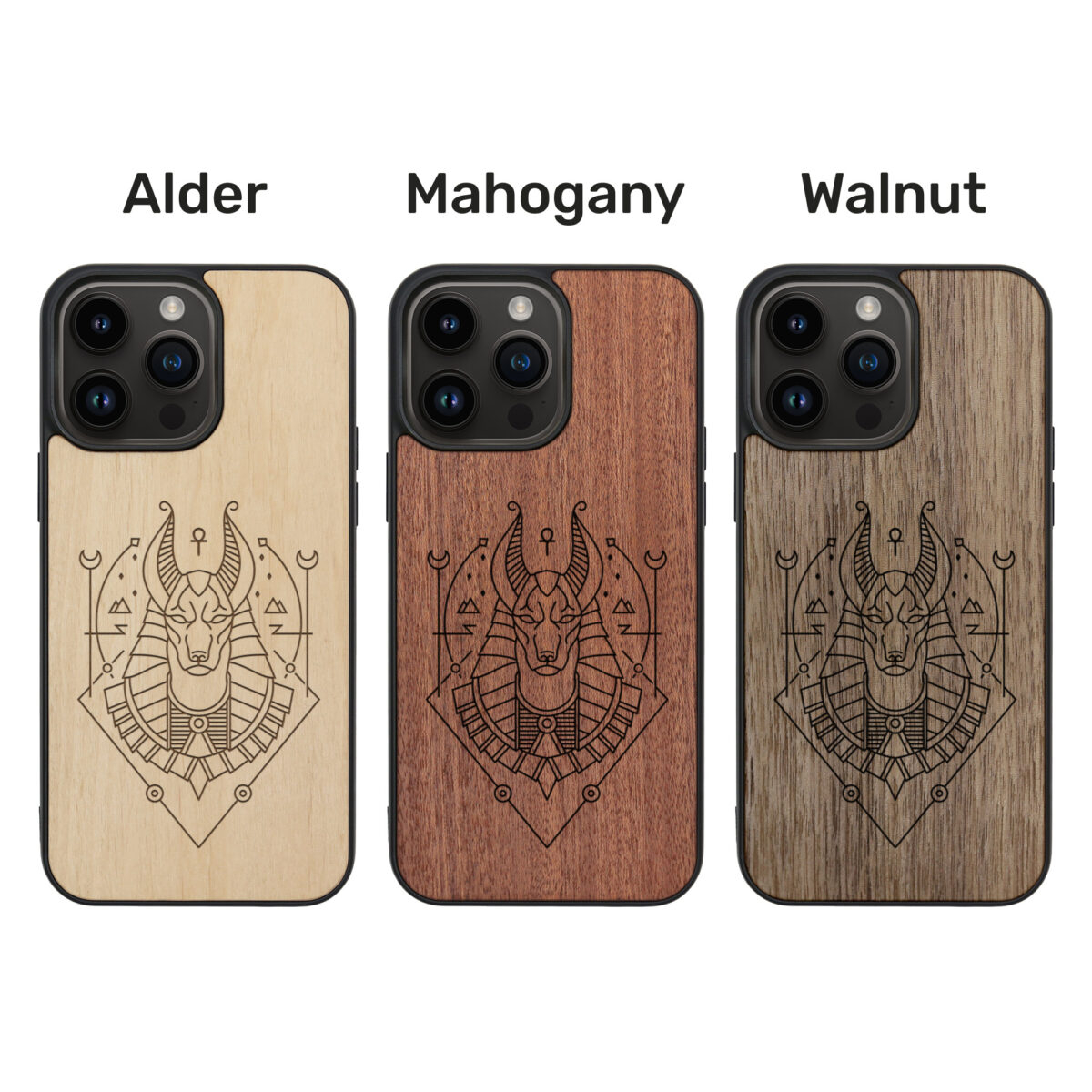 Anubis Wooden iPhone Case For iPhone 16 15 14 13 12 11 Se 8 7 Mini Plus Pro Max