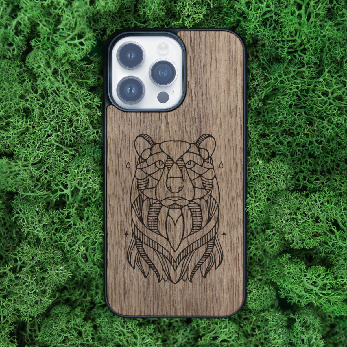 Bear Wooden iPhone Case For iPhone 16 15 14 13 12 11 Se 8 7 Mini Plus Pro Max