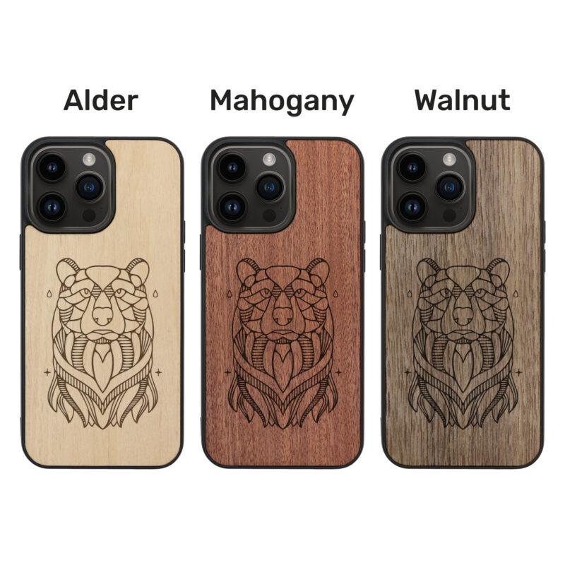 Bear Wooden iPhone Case For iPhone 16 15 14 13 12 11 Se 8 7 Mini Plus Pro Max