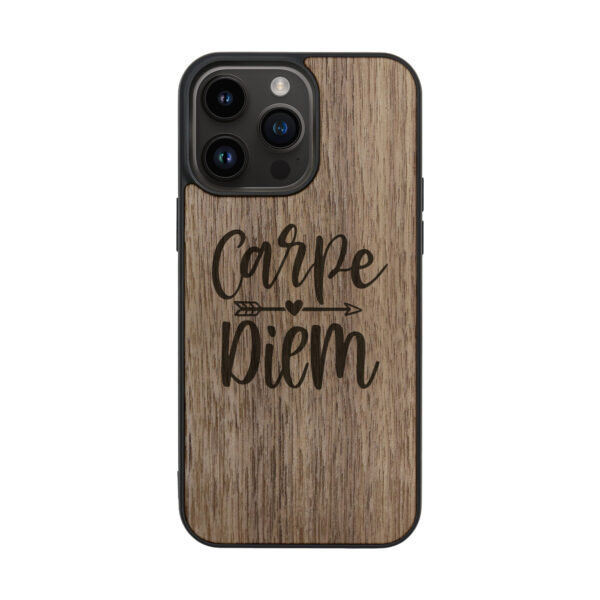 Carpe Diem Wooden iPhone Case For iPhone 16 15 14 13 12 11 Se 8 7 Mini Plus Pro Max