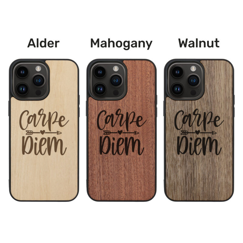 Carpe Diem Wooden iPhone Case For iPhone 16 15 14 13 12 11 Se 8 7 Mini Plus Pro Max