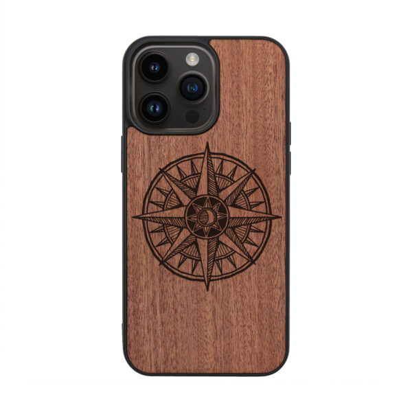 Compass Wooden iPhone Case For iPhone 16 15 14 13 12 11 Se 8 7 Mini Plus Pro Max