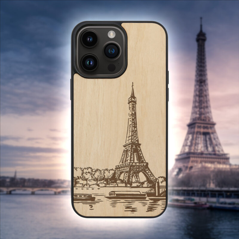 Eiffel Tower Wooden iPhone Case For iPhone 16 15 14 13 12 11 Se 8 7 Mini Plus Pro Max