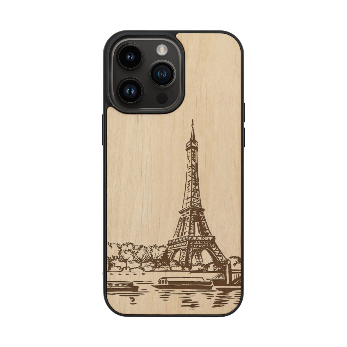 Eiffel Tower Wooden iPhone Case For iPhone 16 15 14 13 12 11 Se 8 7 Mini Plus Pro Max