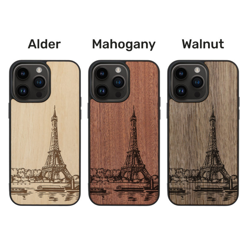 Eiffel Tower Wooden iPhone Case For iPhone 16 15 14 13 12 11 Se 8 7 Mini Plus Pro Max