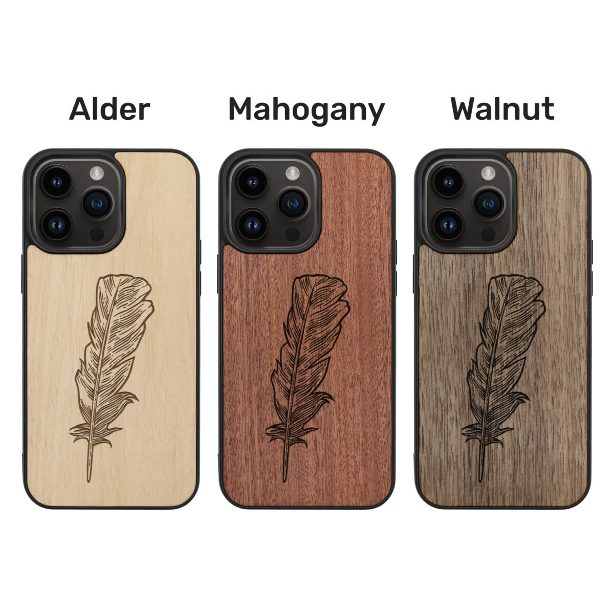 Feather Wooden iPhone Case For iPhone 16 15 14 13 12 11 Se 8 7 Mini Plus Pro Max