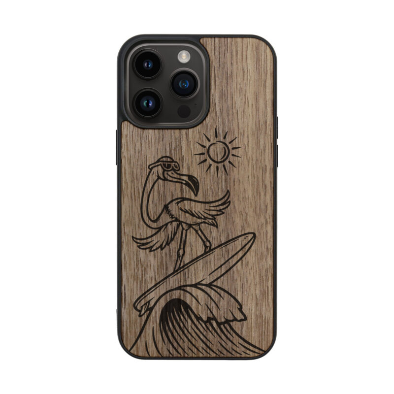 Flamingo Wooden iPhone Case For iPhone 16 15 14 13 12 11 Se 8 7 Mini Plus Pro Max