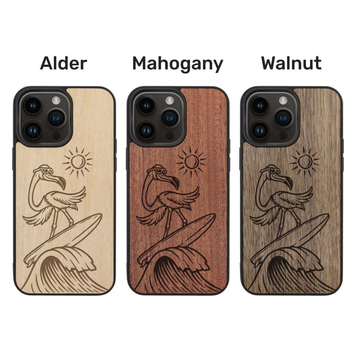 Flamingo Wooden iPhone Case For iPhone 16 15 14 13 12 11 Se 8 7 Mini Plus Pro Max