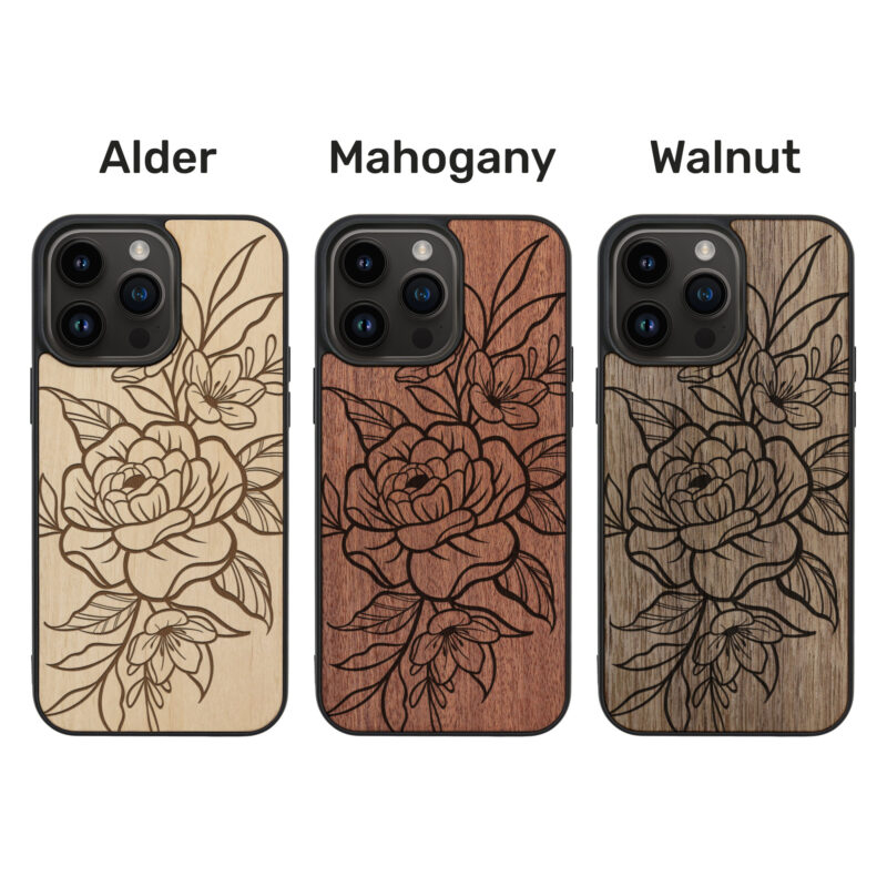 Flowers Wooden iPhone Case For iPhone 16 15 14 13 12 11 Se 8 7 Mini Plus Pro Max