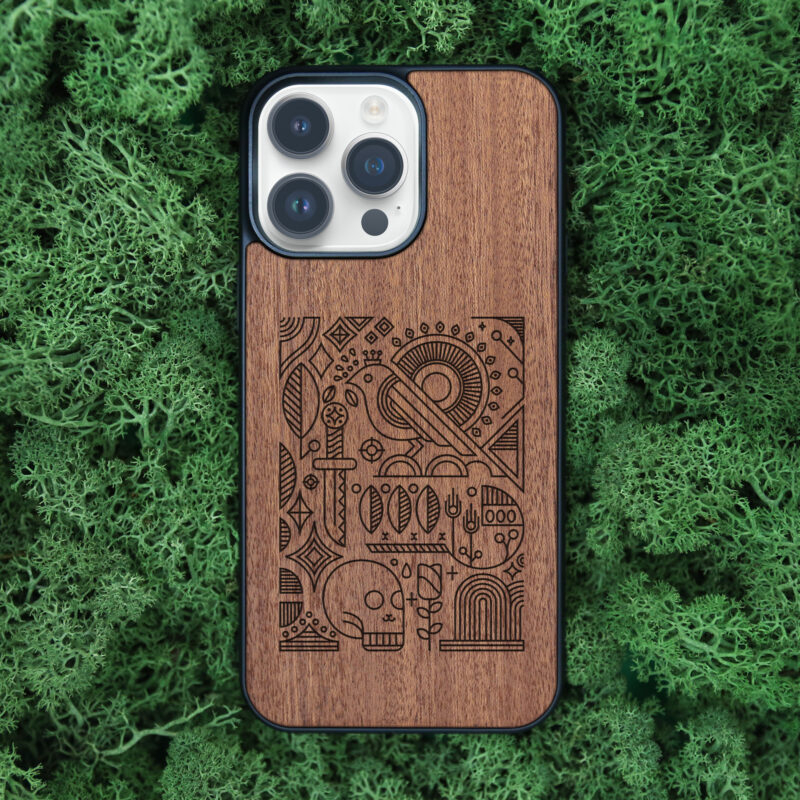 Gothic Bird Wooden iPhone Case For iPhone 16 15 14 13 12 11 Se 8 7 Mini Plus Pro Max
