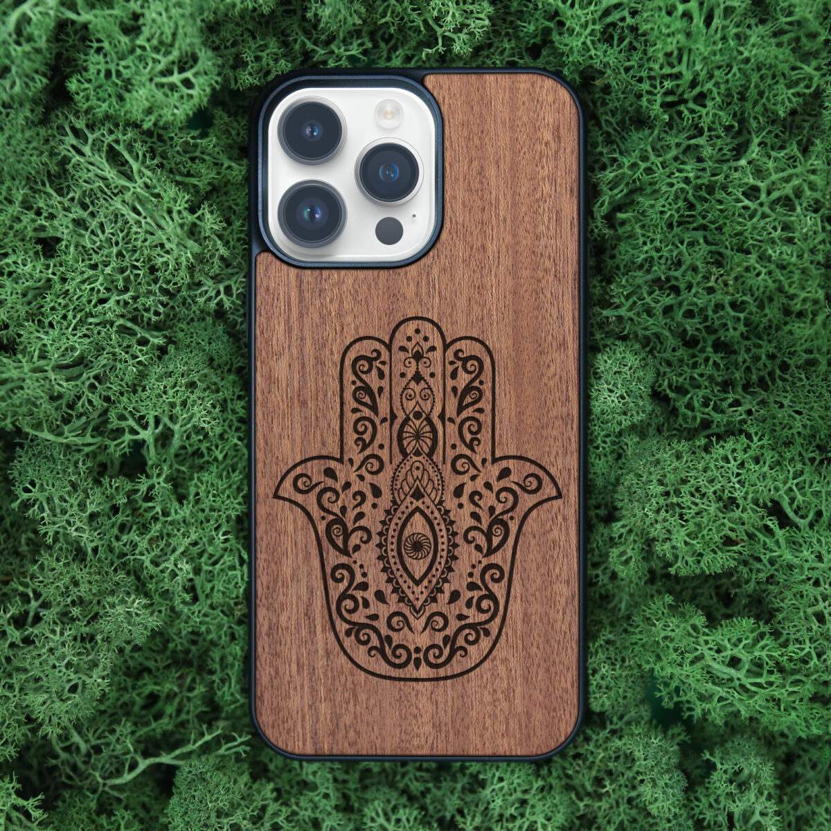 Hamsa Hand Wooden iPhone Case For iPhone 16 15 14 13 12 11 Se 8 7 Mini Plus Pro Max