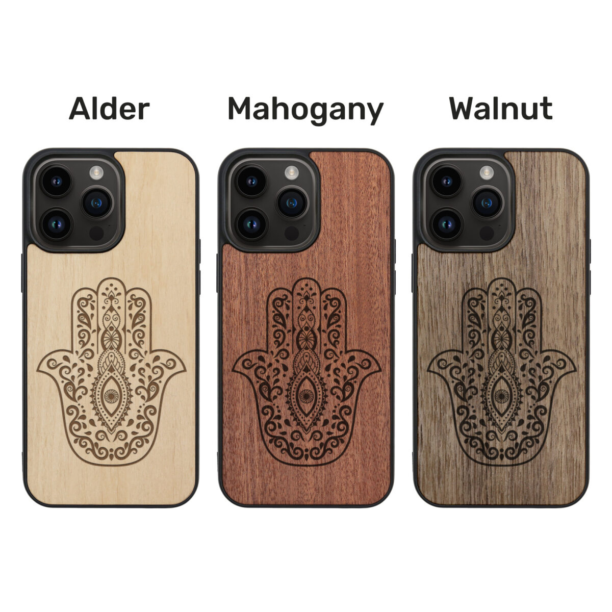 Hamsa Hand Wooden iPhone Case For iPhone 16 15 14 13 12 11 Se 8 7 Mini Plus Pro Max