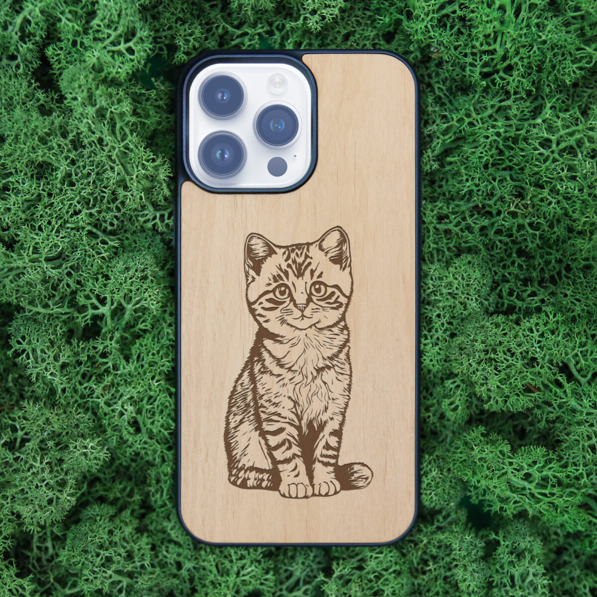 Kitten Wooden iPhone Case For iPhone 16 15 14 13 12 11 Se 8 7 Mini Plus Pro Max