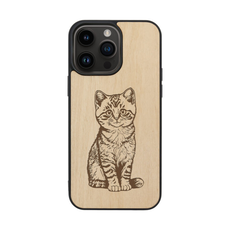 Kitten Wooden iPhone Case For iPhone 16 15 14 13 12 11 Se 8 7 Mini Plus Pro Max