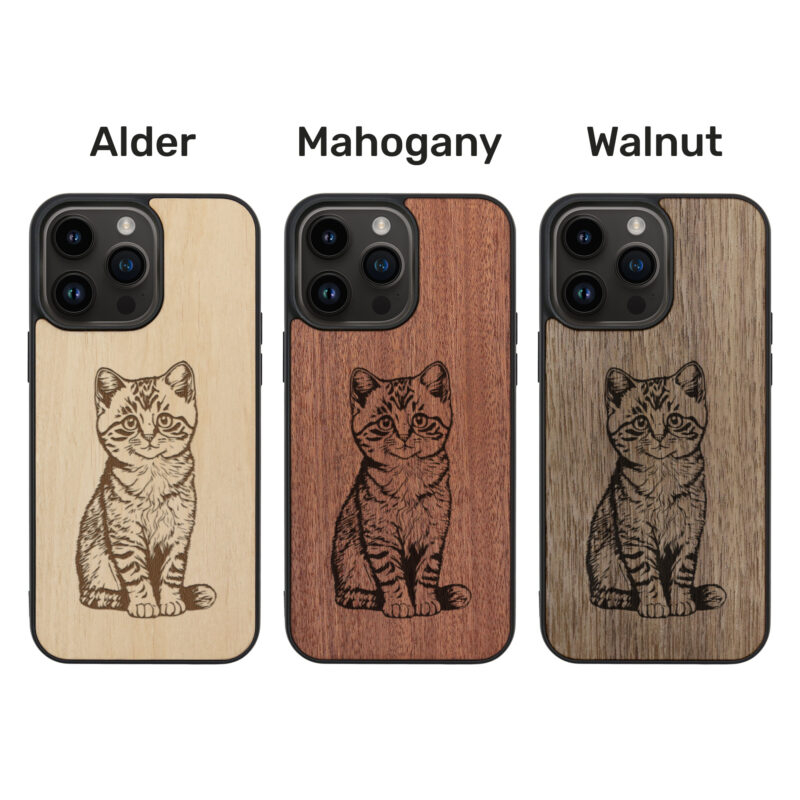 Kitten Wooden iPhone Case For iPhone 16 15 14 13 12 11 Se 8 7 Mini Plus Pro Max