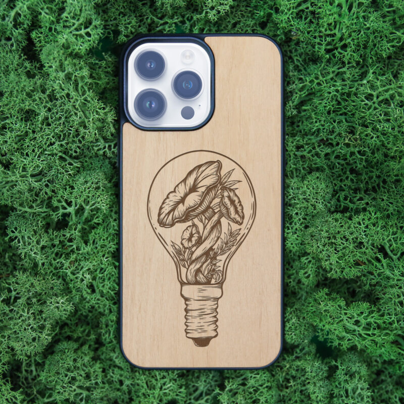 Light Bulb Wooden iPhone Case For iPhone 16 15 14 13 12 11 Se 8 7 Mini Plus Pro Max