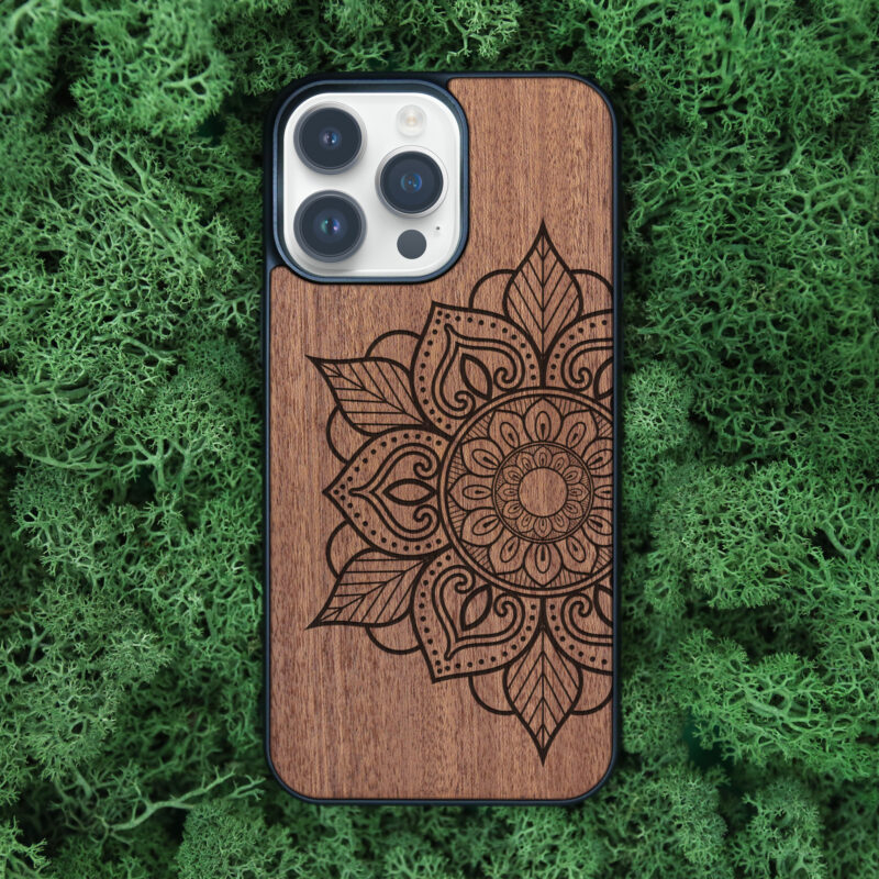 Mandala Wooden iPhone Case For iPhone 16 15 14 13 12 11 Se 8 7 Mini Plus Pro Max