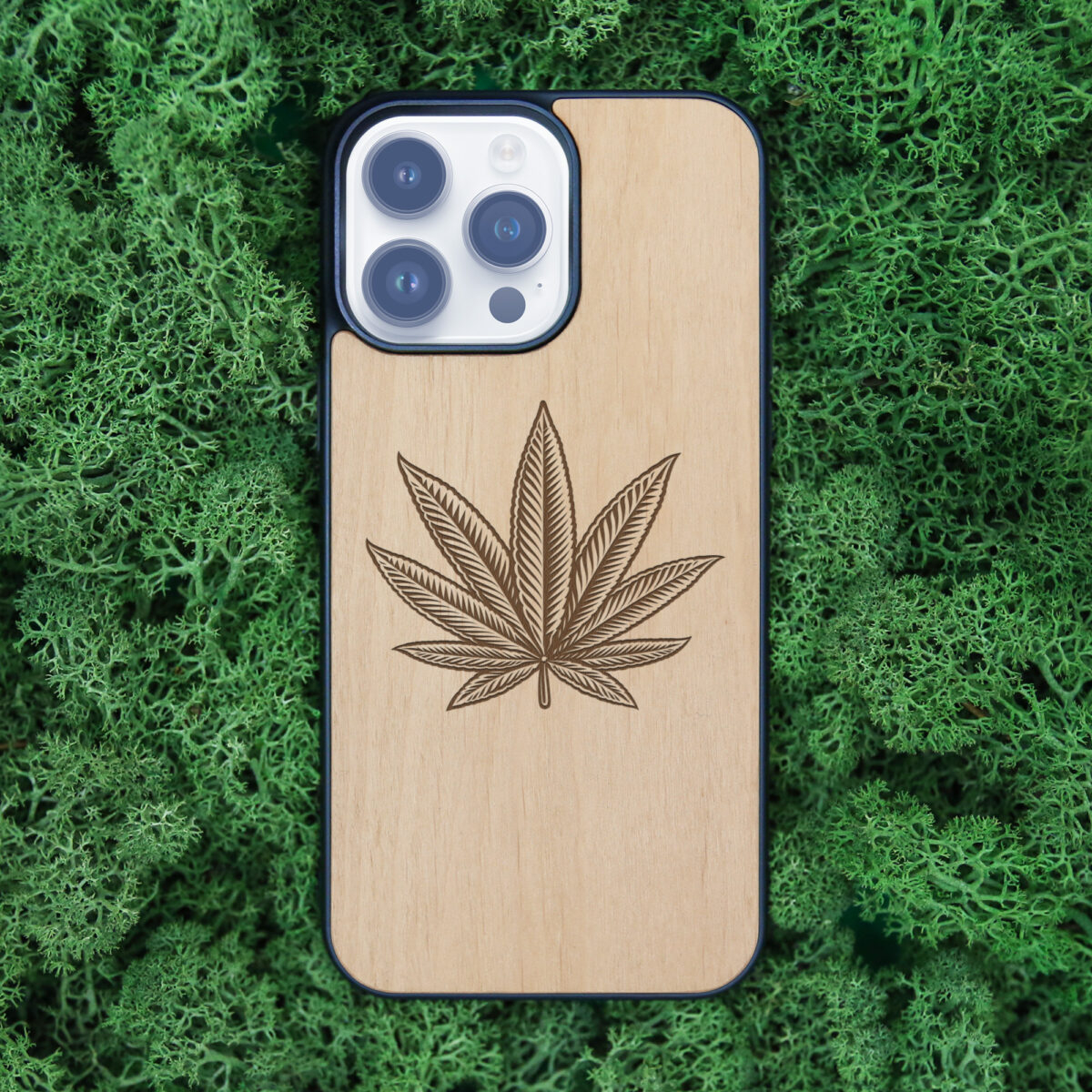 Marijuana Leaf Wooden iPhone Case For iPhone 16 15 14 13 12 11 Se 8 7 Mini Plus Pro Max