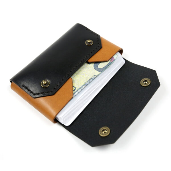 Minimalist Leather Wallet Mini Black-Brown