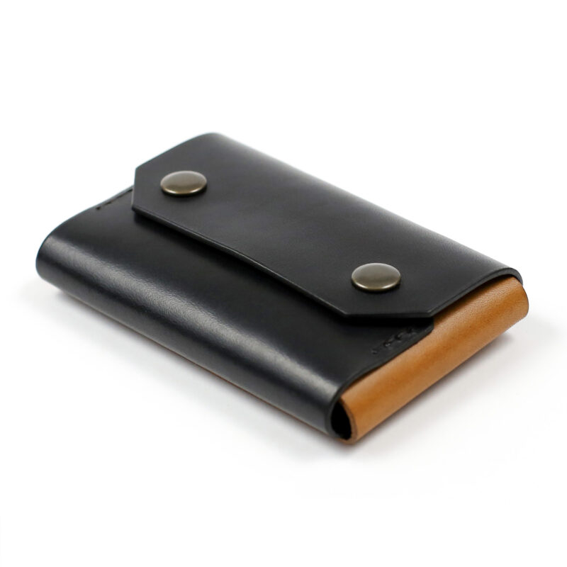 Minimalist Leather Wallet Mini Black-Brown