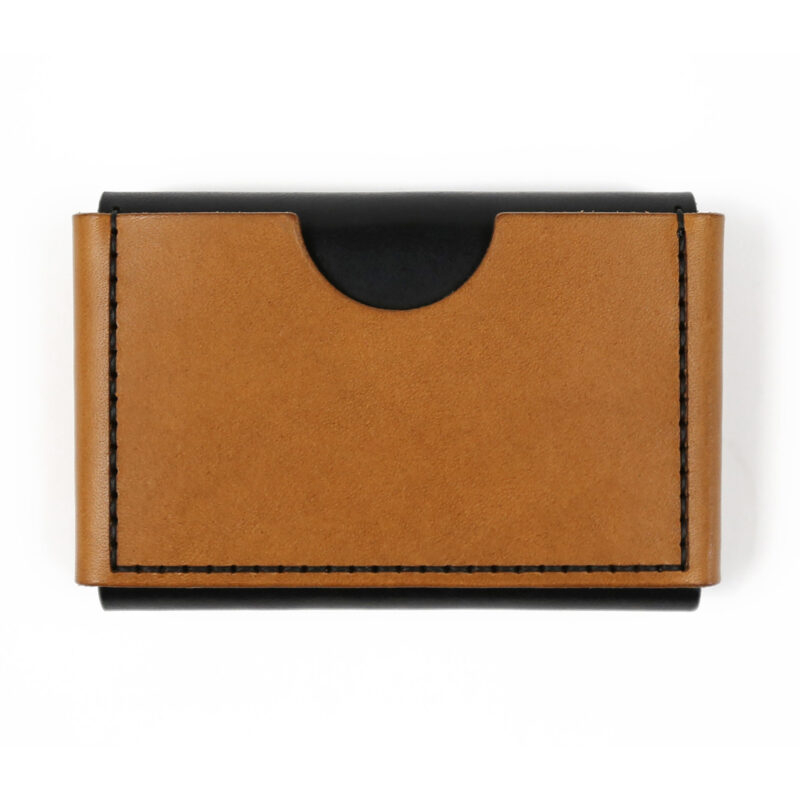 Minimalist Leather Wallet Mini Black-Brown