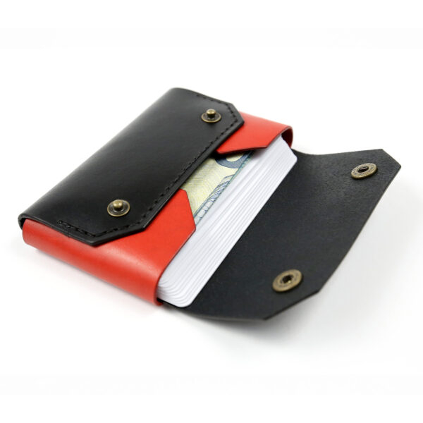 Minimalist Leather Wallet Mini Black Red