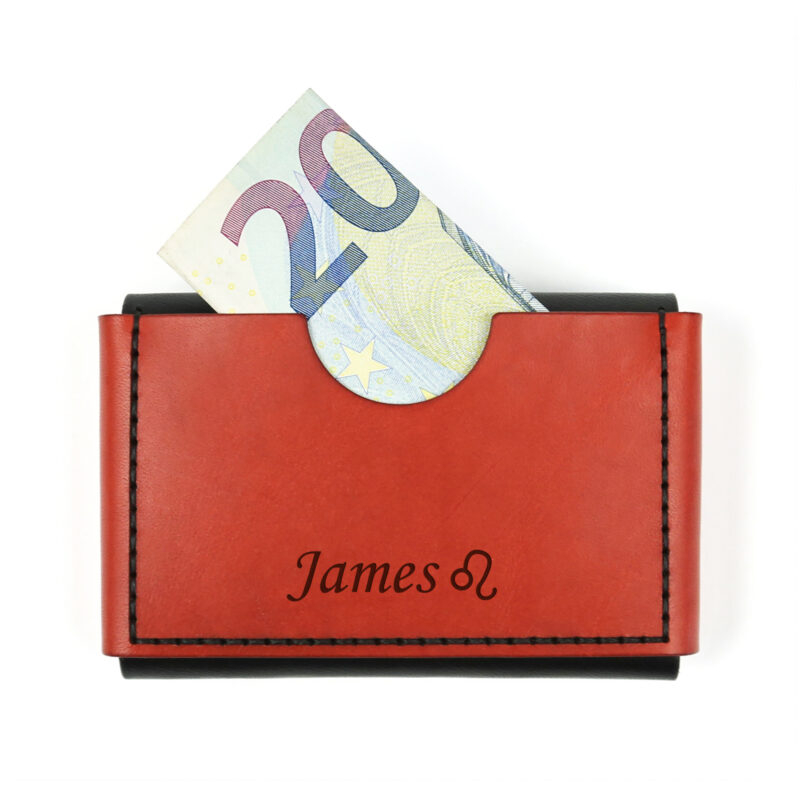 Minimalist Leather Wallet Mini Black Red