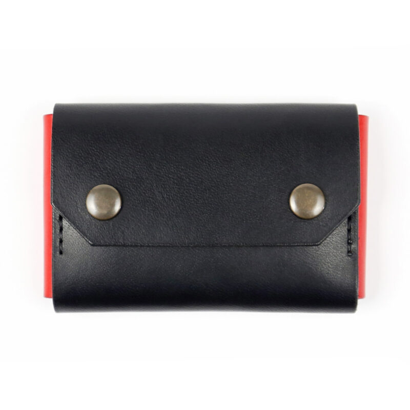 Minimalist Leather Wallet Mini Black Red