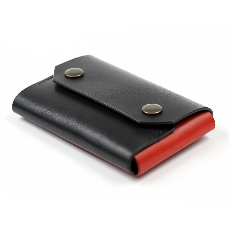 Minimalist Leather Wallet Mini Black Red