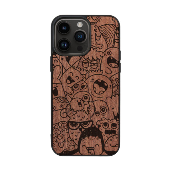 Monsters Wooden iPhone Case For iPhone 16 15 14 13 12 11 Se 8 7 Mini Plus Pro Max
