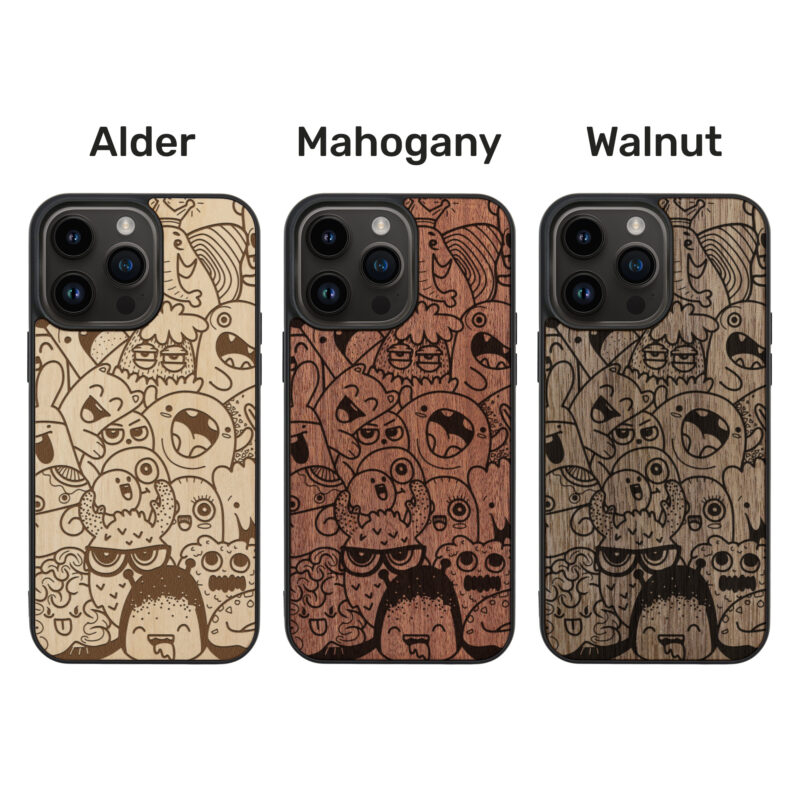 Monsters Wooden iPhone Case For iPhone 16 15 14 13 12 11 Se 8 7 Mini Plus Pro Max