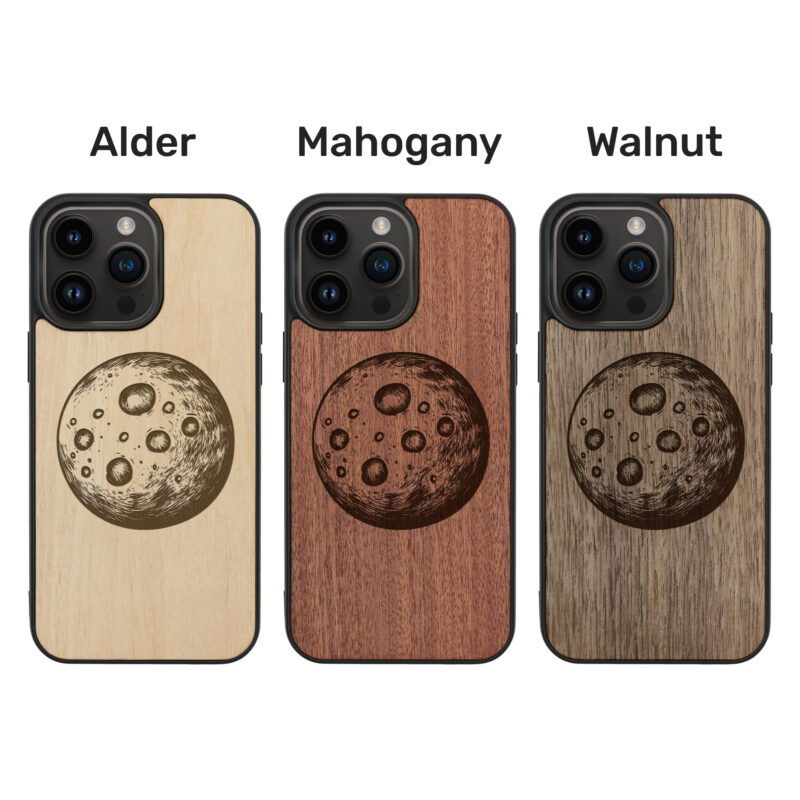 Moon Wooden iPhone Case For iPhone 16 15 14 13 12 11 Se 8 7 Mini Plus Pro Max