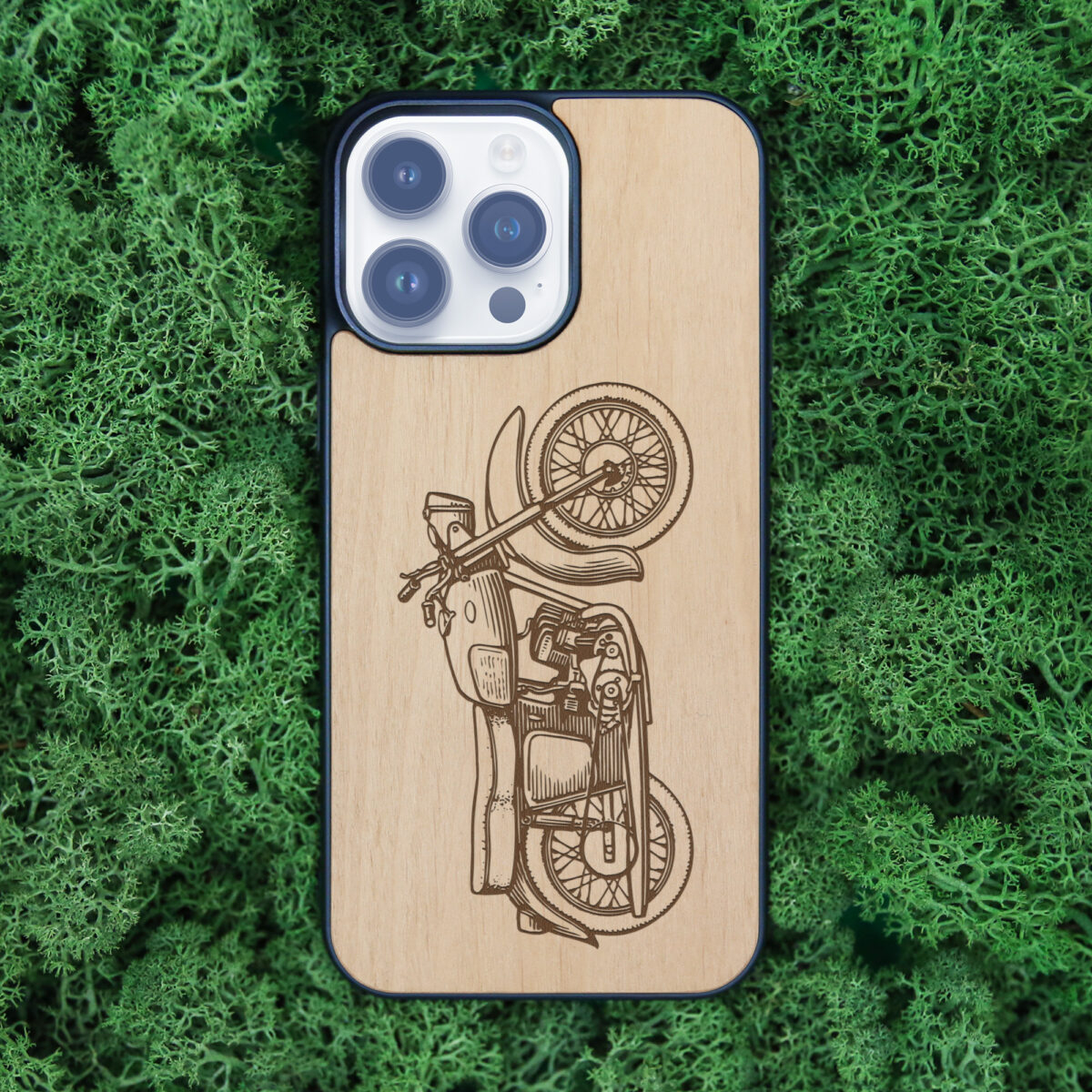 Motorcycle Wooden iPhone Case For iPhone 16 15 14 13 12 11 Se 8 7 Mini Plus Pro Max