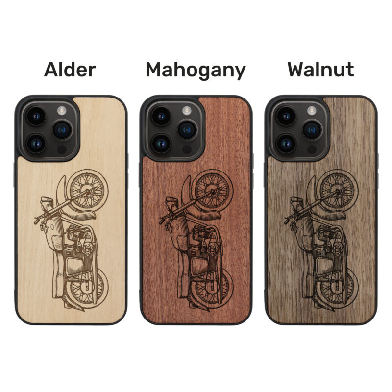 Motorcycle Wooden iPhone Case For iPhone 16 15 14 13 12 11 Se 8 7 Mini Plus Pro Max