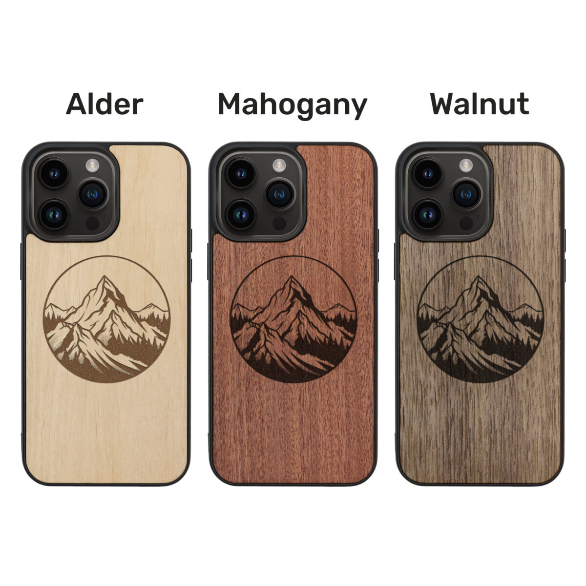 Mountains Wooden iPhone Case For iPhone 16 15 14 13 12 11 Se 8 7 Mini Plus Pro Max