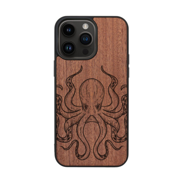 Octopus Wooden iPhone Case For iPhone 16 15 14 13 12 11 Se 8 7 Mini Plus Pro Max
