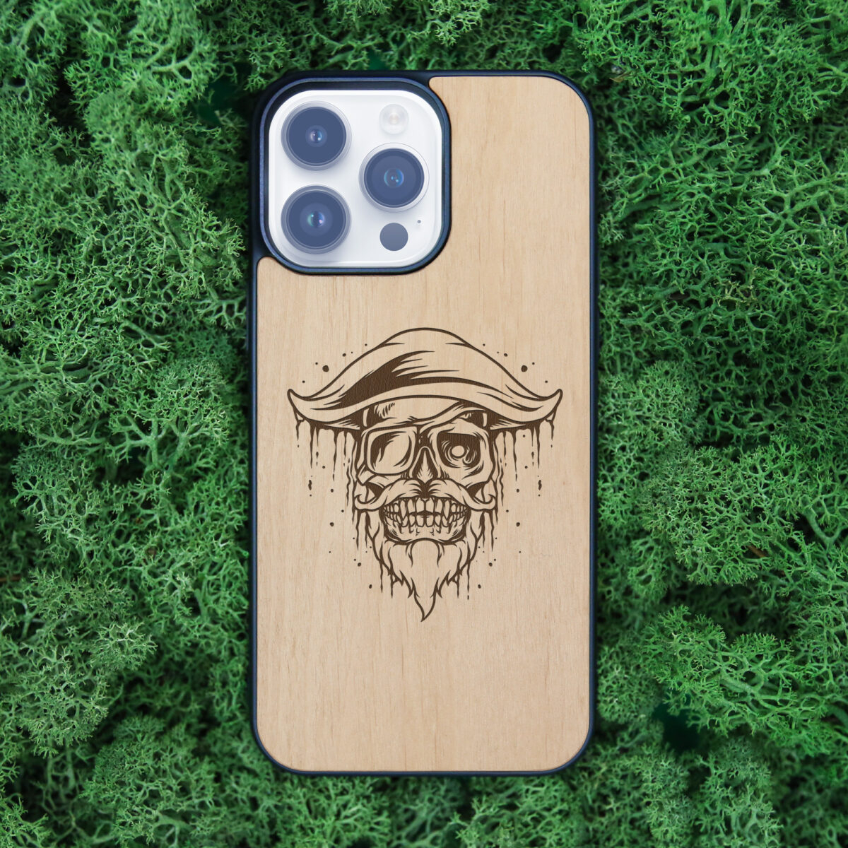 Pirate Skull Wooden iPhone Case For iPhone 16 15 14 13 12 11 Se 8 7 Mini Plus Pro Max