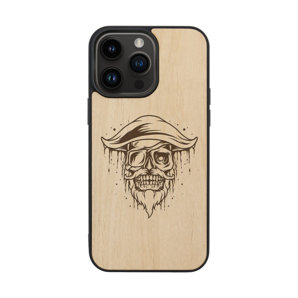 Pirate Skull Wooden iPhone Case For iPhone 16 15 14 13 12 11 Se 8 7 Mini Plus Pro Max