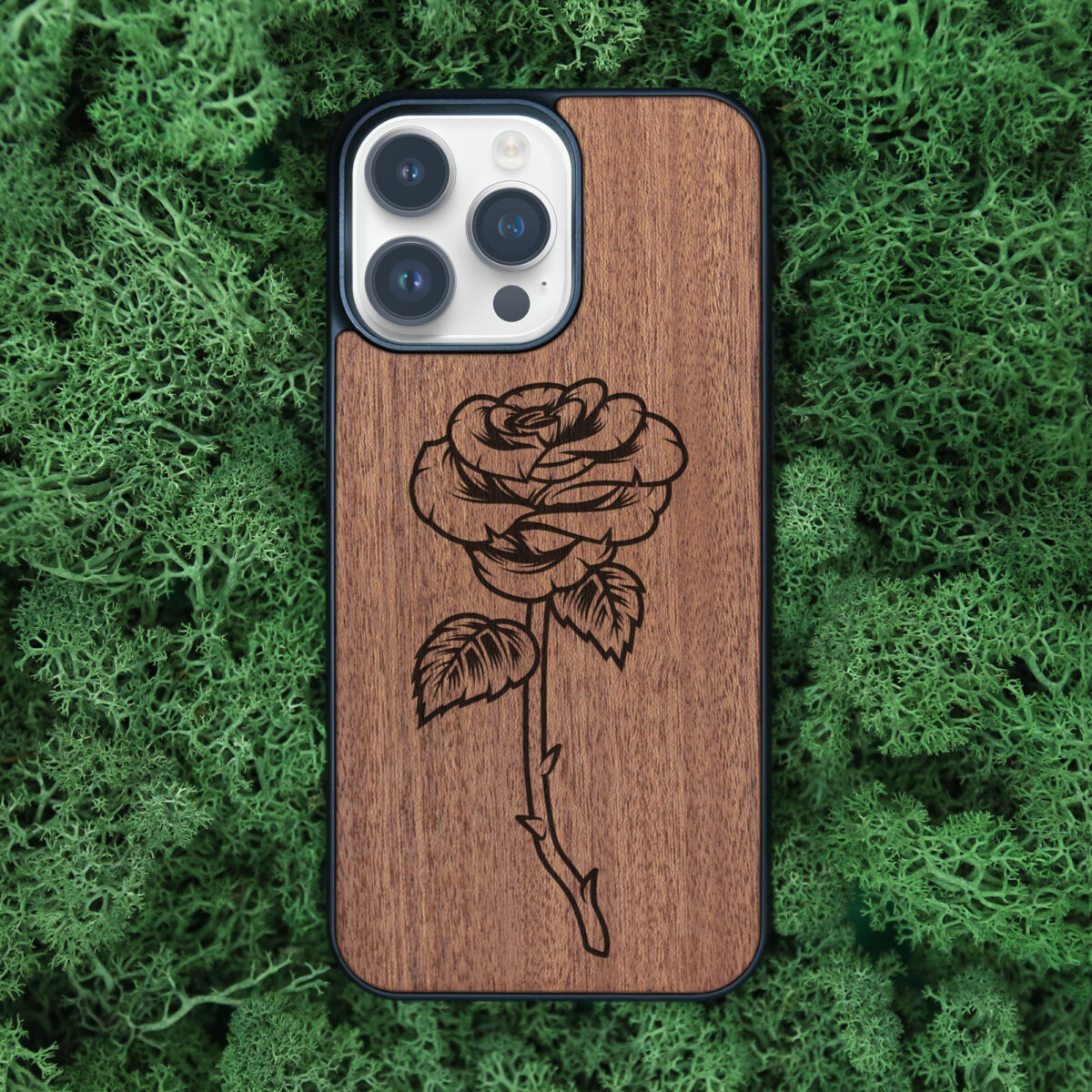 Rose Wooden iPhone Case For iPhone 16 15 14 13 12 11 Se 8 7 Mini Plus Pro Max