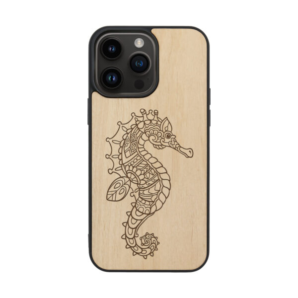 Seahorse Wooden iPhone Case For iPhone 16 15 14 13 12 11 Se 8 7 Mini Plus Pro Max
