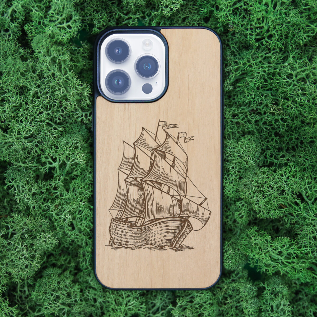 Ship Wooden iPhone Case For iPhone 16 15 14 13 12 11 Se 8 7 Mini Plus Pro Max