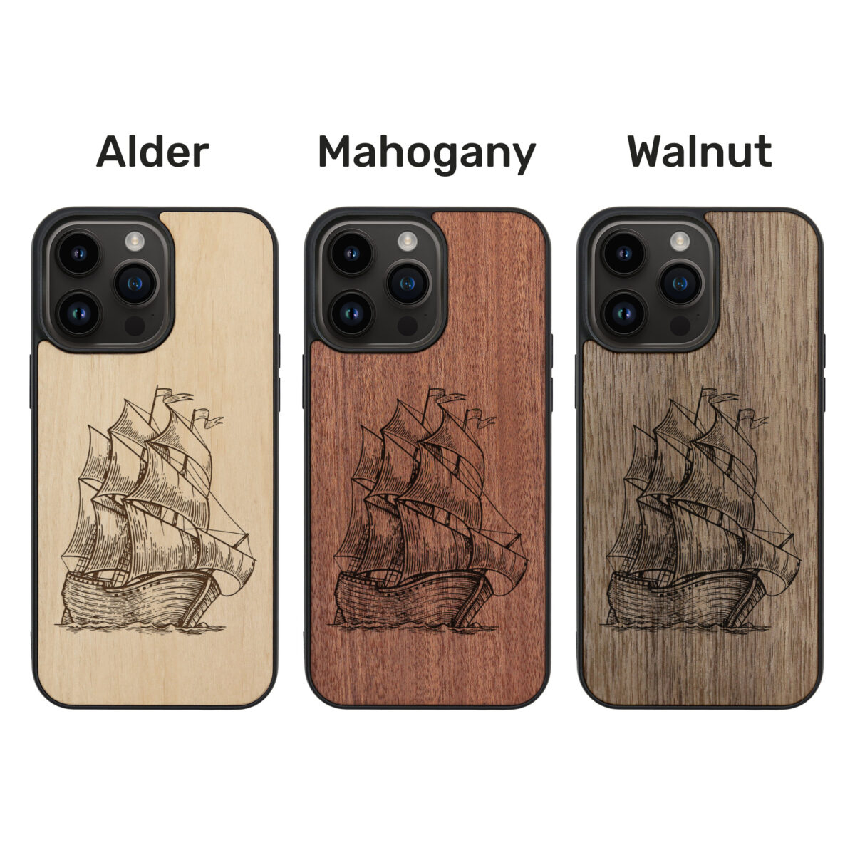 Ship Wooden iPhone Case For iPhone 16 15 14 13 12 11 Se 8 7 Mini Plus Pro Max