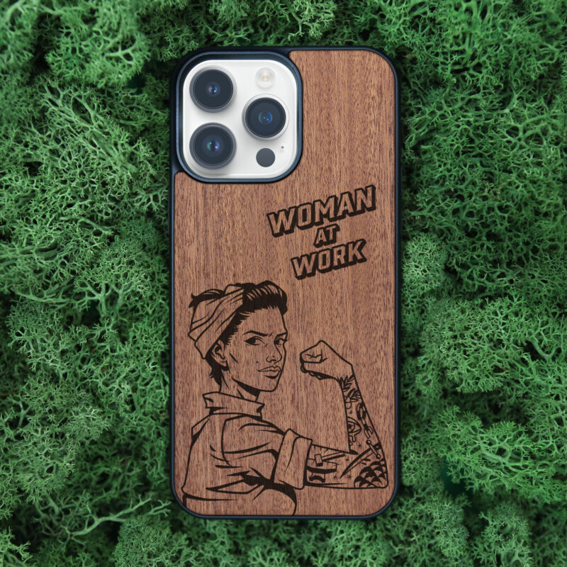 Strong Woman Wooden iPhone Case For iPhone 16 15 14 13 12 11 Se 8 7 Mini Plus Pro Max